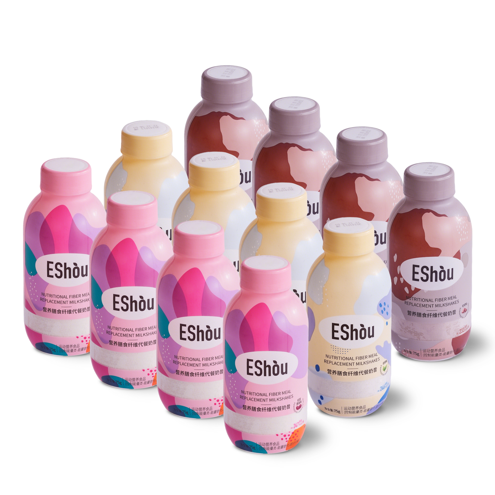 Eshòu营养膳食纤维代餐奶昔 3种口味75g*12瓶